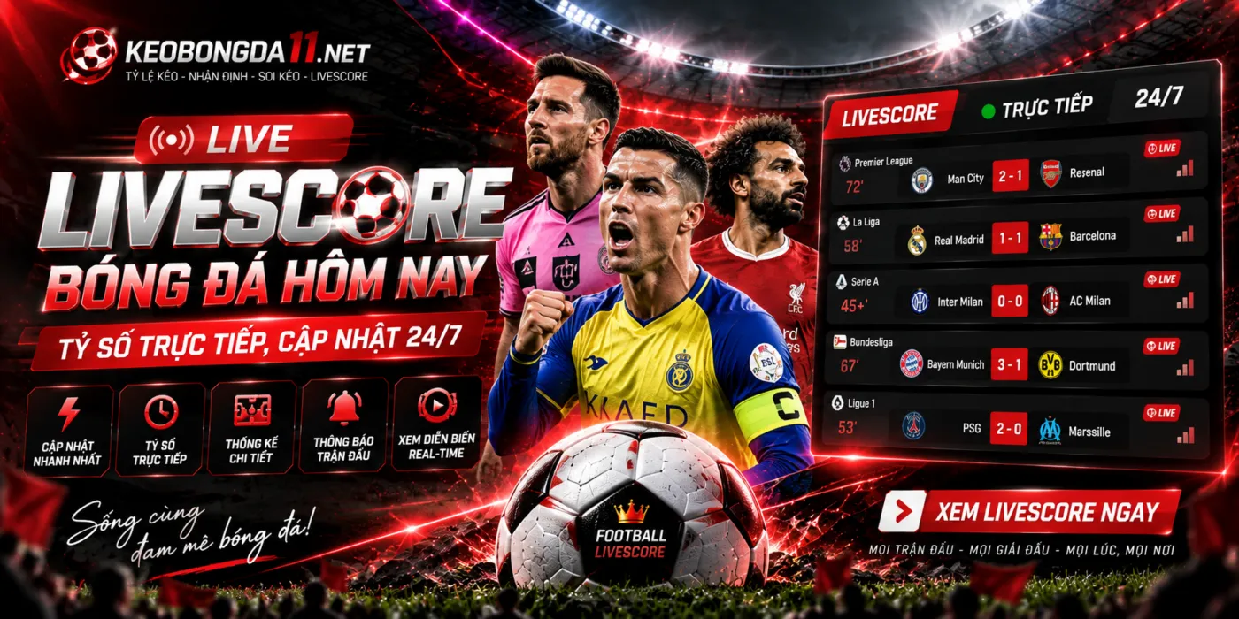 Livescore Bóng Đá Hôm Nay – Tỷ Số Trực Tiếp, Cập Nhật 24/7